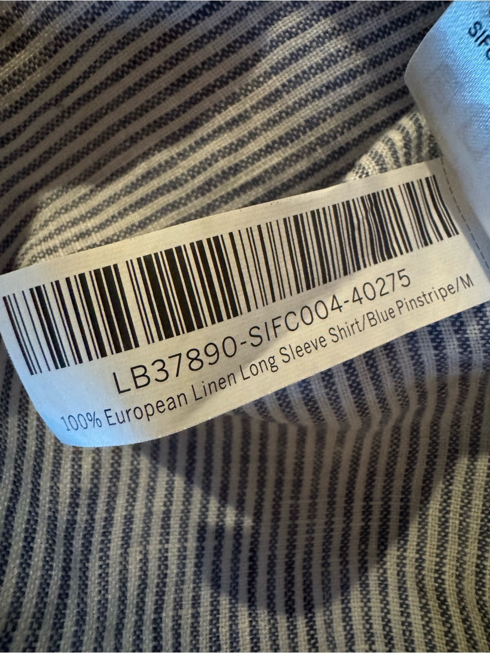 Quince 100% European Linen Long Sleeve Shirt Blue Pinstripe - Picture 8 of 8